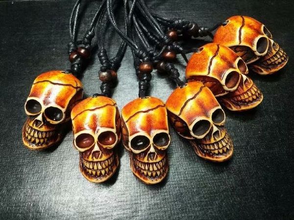 

yqtdmy 15 pcs motorcycle punk skull biker hip hop necklace, Silver
