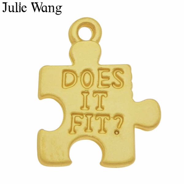 

julie wang 20pcs gold jigsaw puzzle charms alloy "does it fit" pendant jewelry making earring necklace diy accessories, Bronze;silver