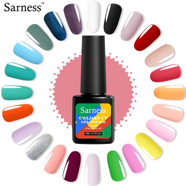 

sarness 8ml nail gel varnish lasting uv gel nail polish vernis semi permanant color diy gellak polishes soak off base coat top, Red;pink