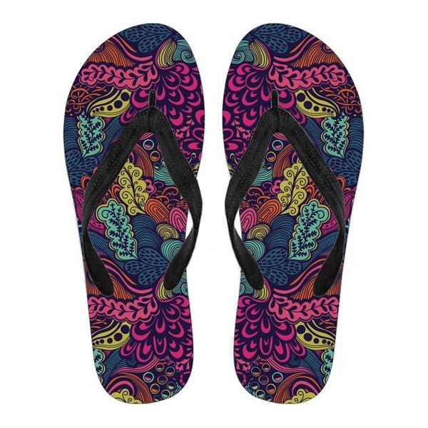 

customized women's summer flip flops slippers woman slip-on art pattern casual house flip flops for female flats, Black