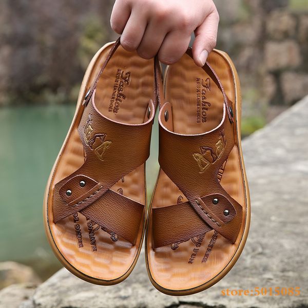 

2019 new beach men's shoes sandals large size classic shoes summer men's flip flops sandals water 72, Black
