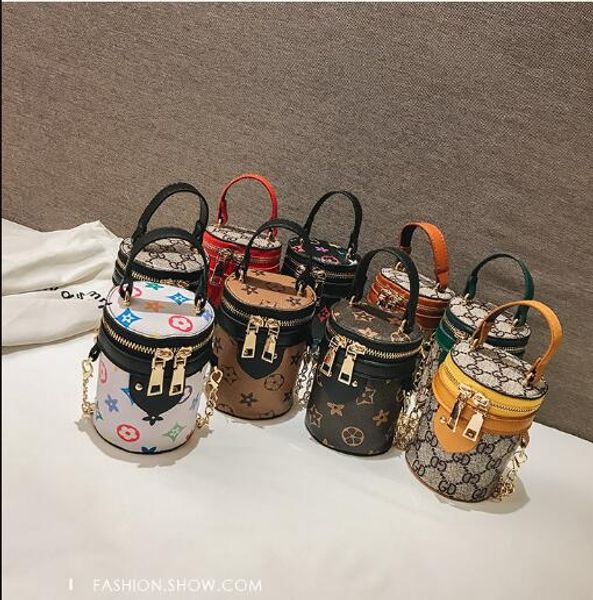 

8-color kids designer handbags baby girls mini princess pruses fashion classic printed bucket designer kids cross-body bags birthday, Black