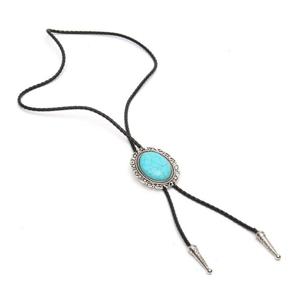 

natural stone vintage bolo tie for male, fashion men's necklace retro rodeo horse turquoise necktie men western cowboy bolo ties, Blue;purple