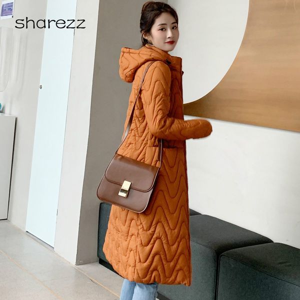 

winter plus size 3xl womens down cotton jackets ultra light hoodie autumn warm parkars long jacket female a line outerwear, Tan;black