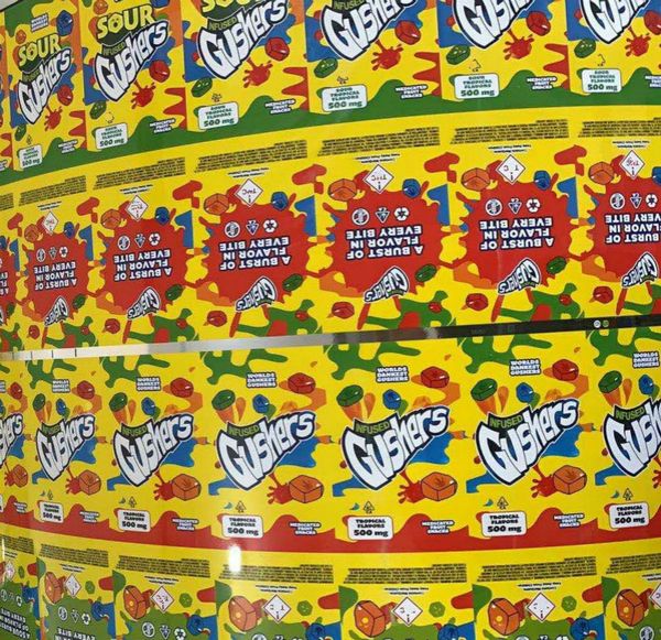 

2020 Newest Empty Sour Gushers Exotics Edible Bag 500mg Childproof mylar Bags Smell Proof Nerds Rope Medibles DHL Free
