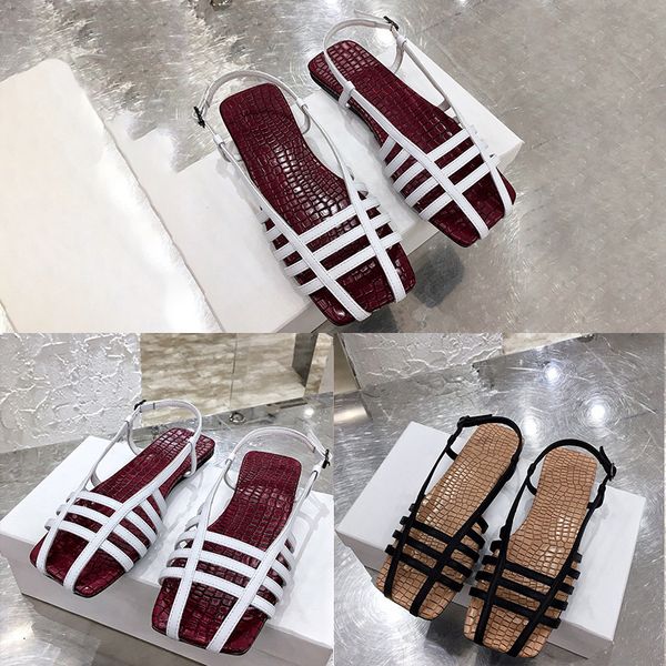 

designer womens sandals luxury red apricot weave square head flat slippers summer fashion with box size 35-40, Black