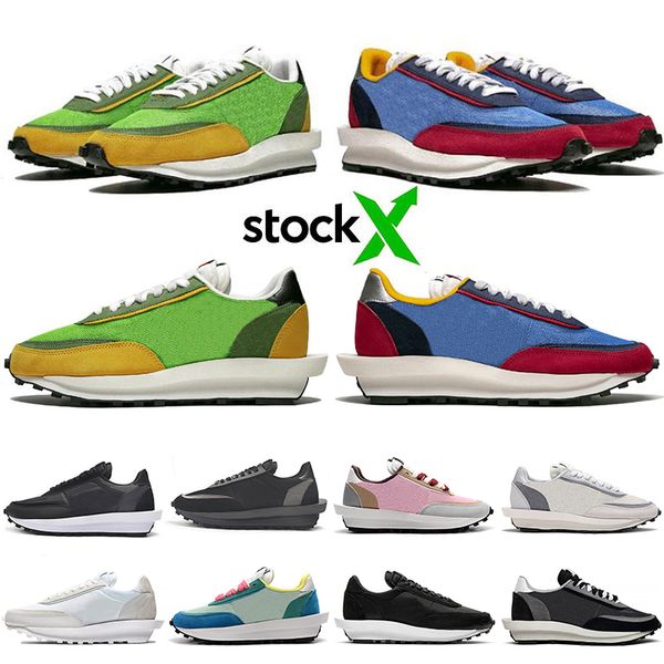 

2020 высокое качество дизайнер sacai вафли ldv спортивные туфли на плоской подошве зеленый gusto varsity синий пункт 1 белый нейлон для женщ, White;red