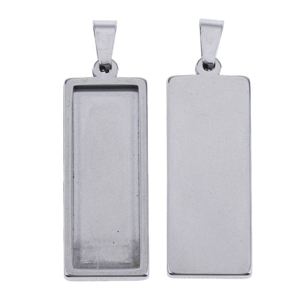 

2pcs rectangle pendant trays, pendant blanks cameo bezel settings p jewelry - custom jewelry making, Black