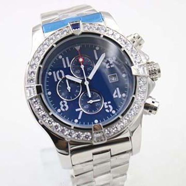 

2019 new mens watch style quartz watches diamond case blue big dial stainless male 1884 clock montre homme watches, Slivery;brown