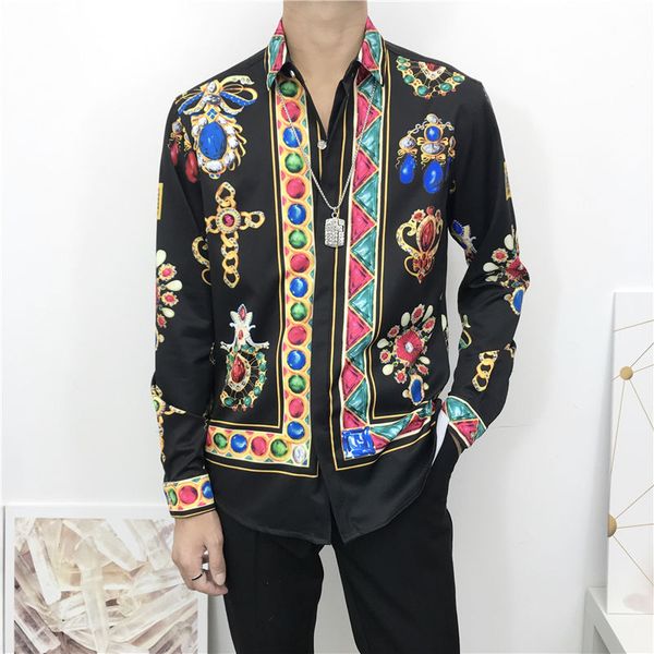 

men's casual shirts causal loose long sleeve camisas 2021 europe fashion business blouse lapel shirt patchwork color ropa hombre, White;black