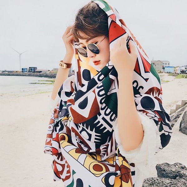 

lady women retro fashion kerchief concise all-match sunscreen long style shawl dual use elegant neck scarf wraps scarves, Black