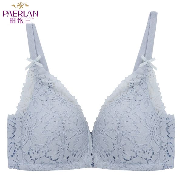 

paerlan women's fashion bow seamless bra comfortable lace sleeping large underwear new product push up front buckle bra, Red;black