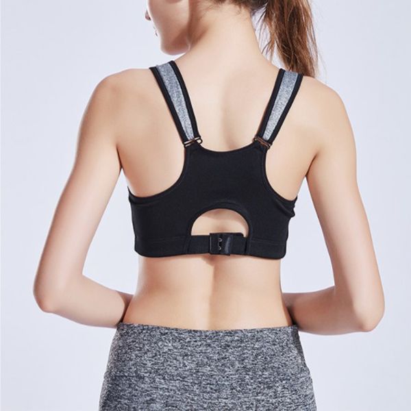 

женская ударопрочный zipper передние бюстгальтер компрессионные racerback спортивные бюстгальтеры push up gym фитнес атлетический бег против, White;black