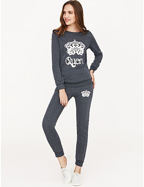 

женская ежедневно толстовка set - другое pant / весна / sporty посмотрите шеи с длинными рукавами свитер костюм оптом, White