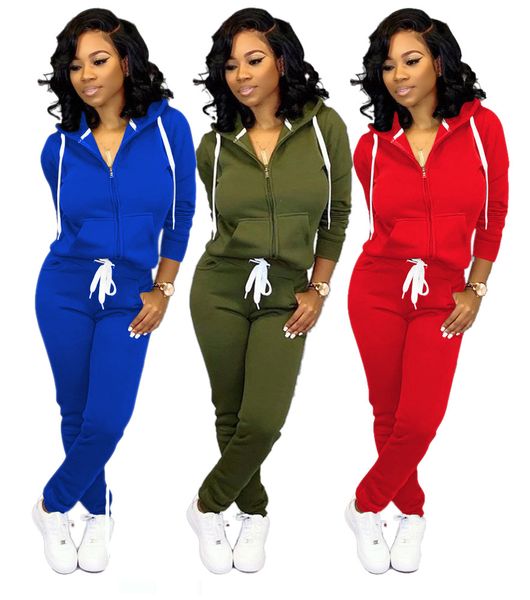 

women tracksuit two piece sets hooded long sleeve sweatshirts pencil pants fashion casual female sporting suits, Gray