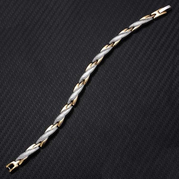 

men women twisted bracelet healthy magnetic therapy arthritis pain relief wristband ik88, Golden;silver