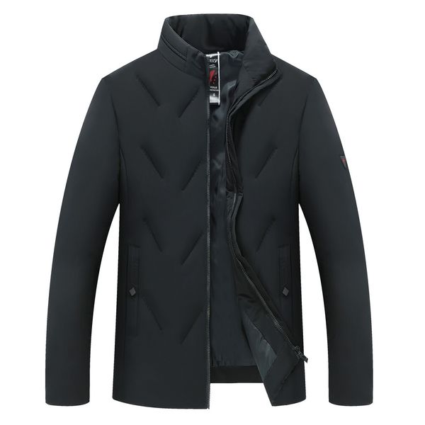 

2019 new fashion mens winter warm autumn casual pocket button cotton padded jacket coat, Black