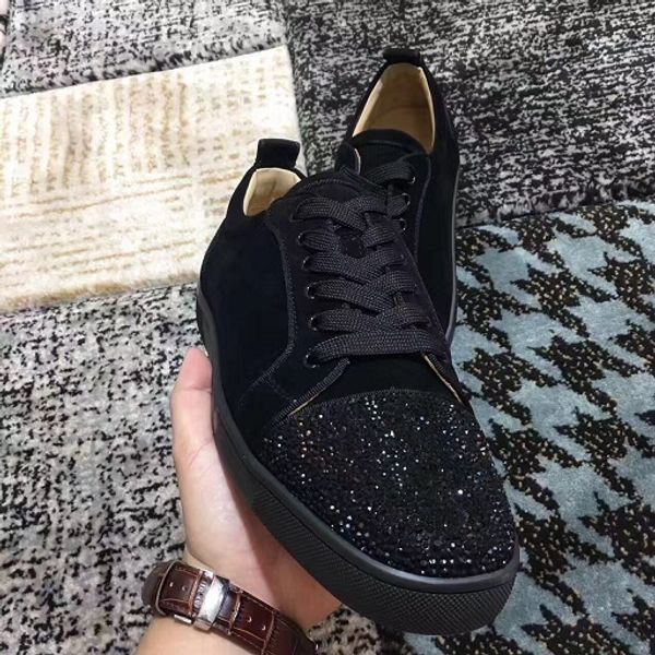 

white,black leather & strass men women casual shoes, red bottom sneakers shoes lace-up junior rhinestone walking party wedding