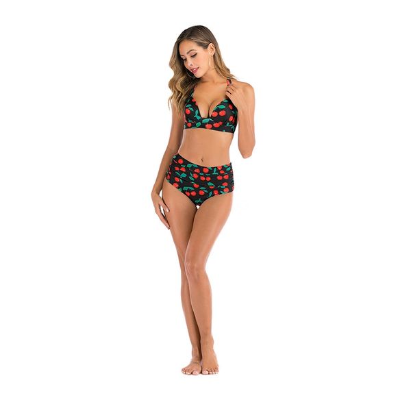 

leopard and black v bar halter bikini female swimsuit women swimwear two-pieces bikini set thong bather bathing suit swim#358, White;black