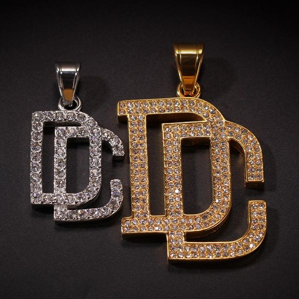 

новые мужчины bling bling полный кубический циркон мечта chaser подвески ожерелья мужчин хип-хоп золотой цвет цинка из нержавеющей стали dc, Silver