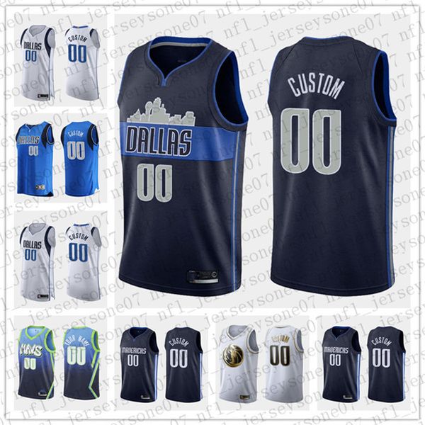 

пользовательские мужские женщины молодежь даллас mavericks 41 новицки 77 лука doncic белых синий пережиток баскетбол издание джерси, Black