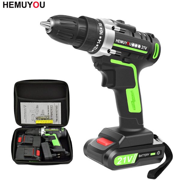 

21v power tools rechargeable lithium battery*2 mini cordless electric drill multifunction electric screwdriver 2-speed +12 drill