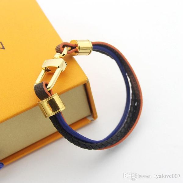 

new leather mens bangle bracelets women brown mesh magnetic stainless steel clasp double wrap wristband titanium bracelets for men jewelry, Golden;silver