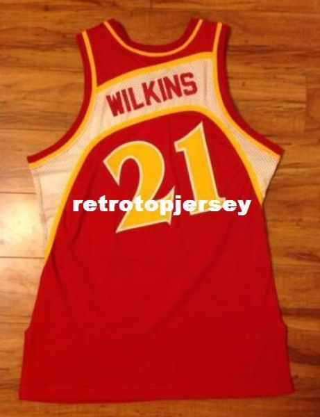 

доминик wilkins # 21 сшитые высокое качество красный ретро винтаж топ джерси мужская жилет размер xs-6xl сшитые баскетбольные майки ncaa, Black;blue