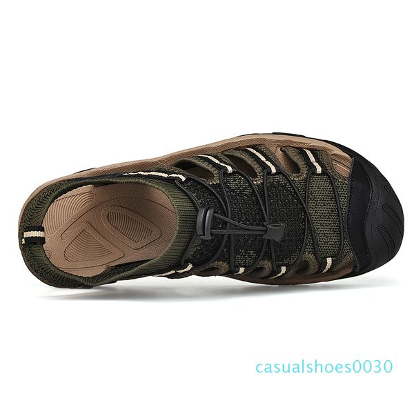 

brand summer casual men sandals 2019 fashion genuine leather men shoes non-slip rubber sole sport climbing beach shoes c30, Black