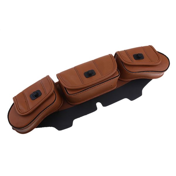 

3 pouch windshield bag saddle pocket -brown pu leather for harley motorcycle