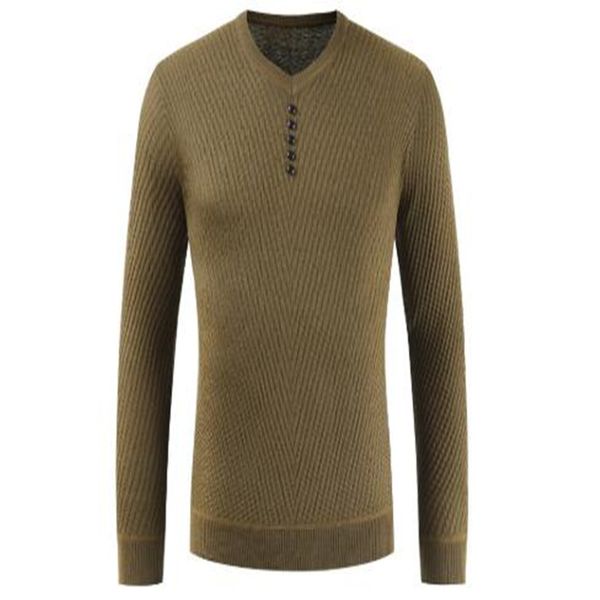 

men's new autumn/winter long sleeve sweater v collar 5 button men's casual solid color long sleeve sweater, White;black