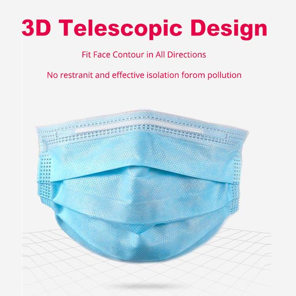

in stockdisposable masks 50/100 pcs mouth mask 3-ply anti-dust nonwoven elastic earloop salon mouth face masks