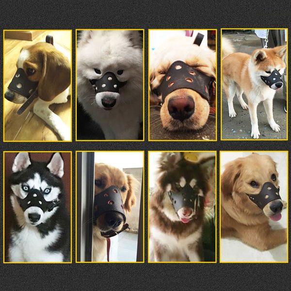 

dog muzzle adjustable pu leather pet muzzle to inhibits barking & biting & chewing muzzle fit for small medium large dogs xs-xl