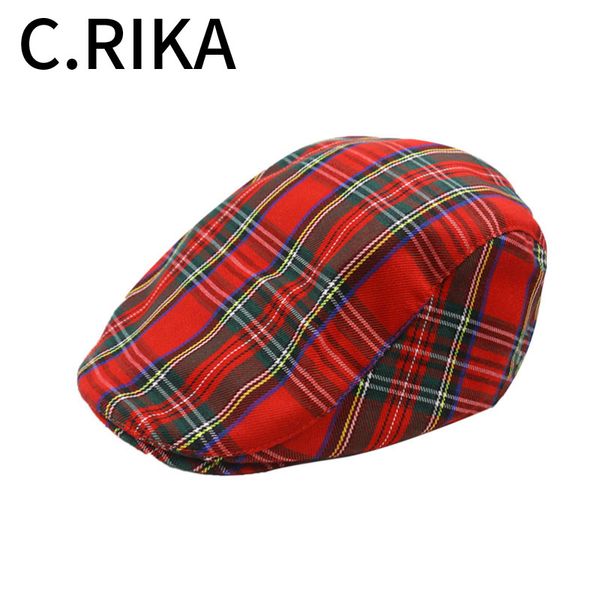 

men women plaid hat flat betet male casual cotton fashion vintage beret hat autumn classic checkered stylish gatsby cap, Blue;gray