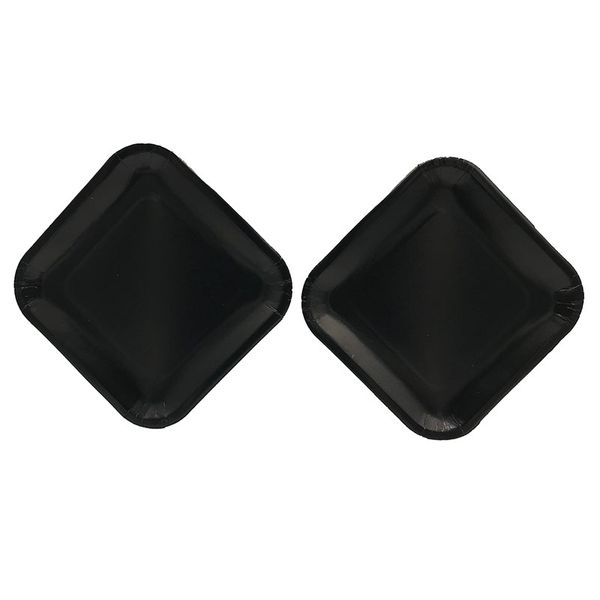 

10pcs/pack solid color disposable square plates black birthday party decorations pure black theme disposable paper plate