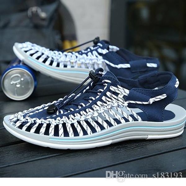 

designer slides woven hollow breathable comfortable summer wading fashion mens designer sandals size us6-us9, Black