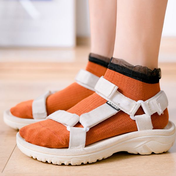 

2020 new cute lace cotton women socks spring summer solid color beautiful socks lovely female short, Black;white