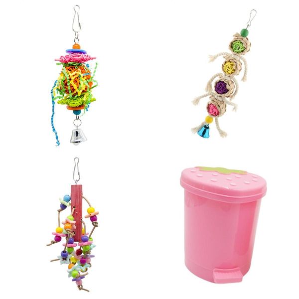 

4pcs bird parrots bite forgaing toys w/ bell bird parakeets birds finches