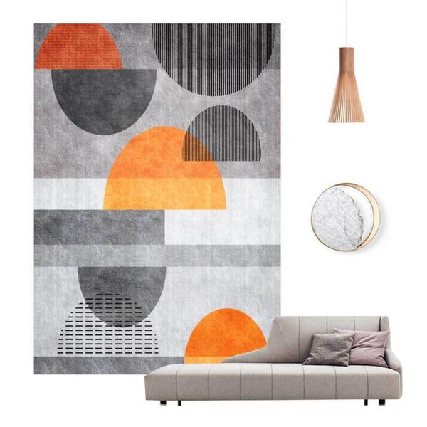 

modern nordic rug gray orange geometric floor mat living room bedroom bedside carpet customize kitchen non-slip door mat