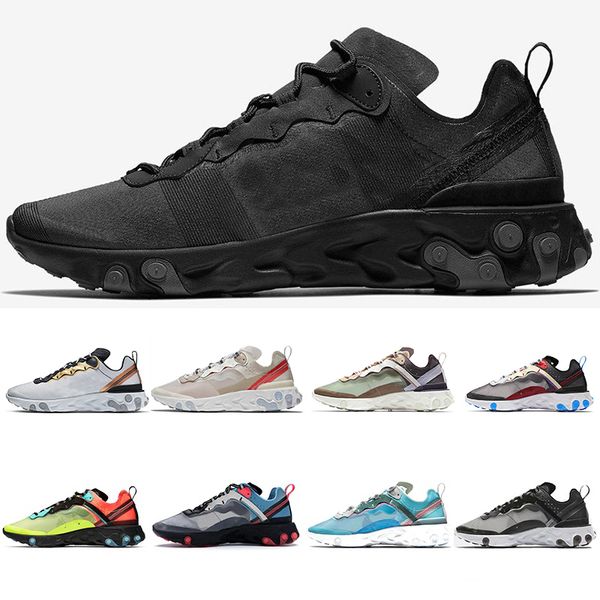 

New React Element 55 87 Mens Running Shoes Classic Triple Black Sail Light Bone Desert Sand Undercover Womens Designer Sneakers Trainers