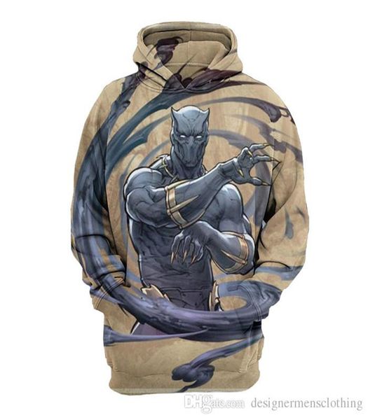 

the avengers panther 3d print mens sweatshirts fashion marvel movie designer hoodies long sleeve hooded apparel, Black