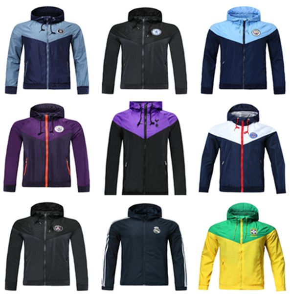 

new hoodies 19 20 real madrid jacket paris windcheater 2019 2020 tracksuits soccer jersey isco windbreaker benzema spurs dust coat, Black