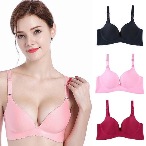 

2018 new women deep v bra solid color brassiere push up padded bra, Black;white