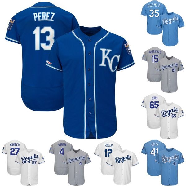 

Mens Kansas City 15 Whit Merrifield 13 Salvador Perez 5 George Brett 16 Bo Jackson 4 Alex Gordon 6 Billy Hamilton Royals Baseball Jerseys