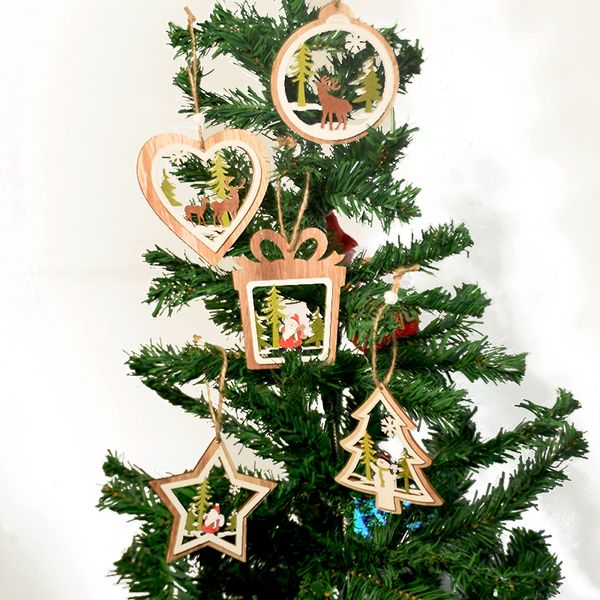 

2019 christmas wooden ornaments new years rustic christmas tree decoration pendants 5 style ornaments gifts tags