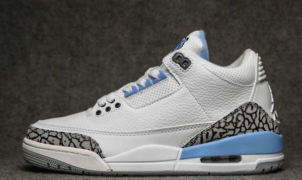 

2009 новые 3 retro true blue uk 10 rare authentic мужские баскетбольные кроссовки высокого качества 3s retro unc белые, доблестные сине-цеме, Black
