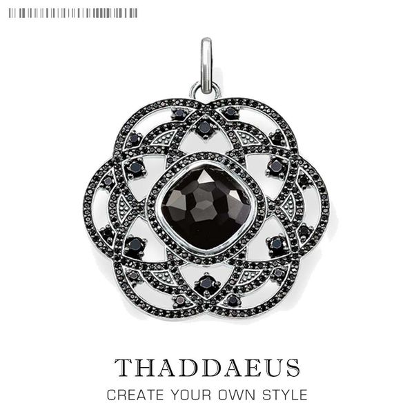 

pendant black flower ornament,2019 brand new fashion jewelry thomas 925 sterling silver accessories vintage gift for ts woman