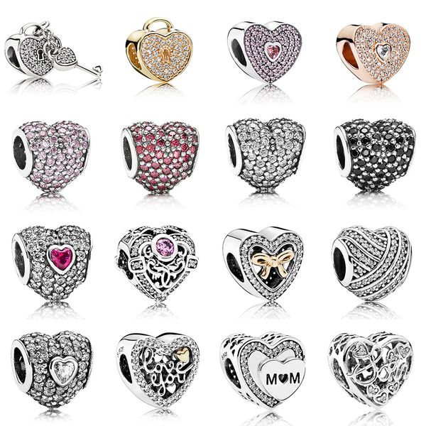

s925 silver new bound by love. gold heart lock. mum heart charm fashion jewelry gift original women's diy beaded jewelry