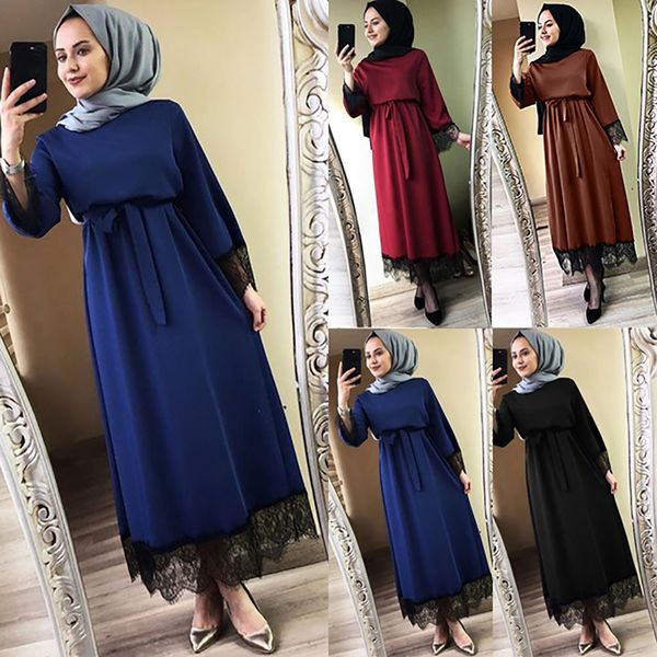 

women muslim long robe tunic abaya dubai caftan marocain maxi dress turkish kaftan islamic clothing ramadan arab hijab dress, Red