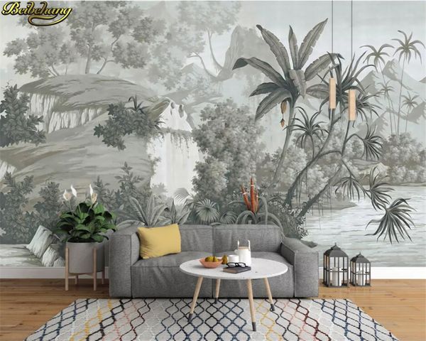 

custom wallpaper european retro nostalgic rainforest banana palm tree mural background papel de parede 3d wallpaper